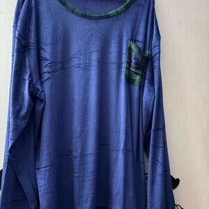 Blue and Green Velour Pajama Shirt